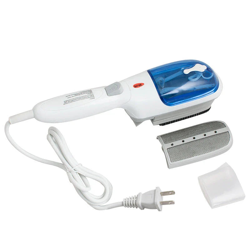 Portable mini steam iron with garment steamer for on-the-go wrinkle removal and dry cleaning
