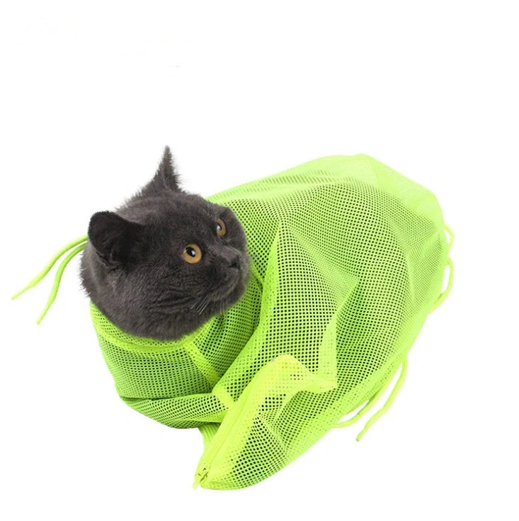 Adjustable polyester cat grooming bag for washing and nail trimming
