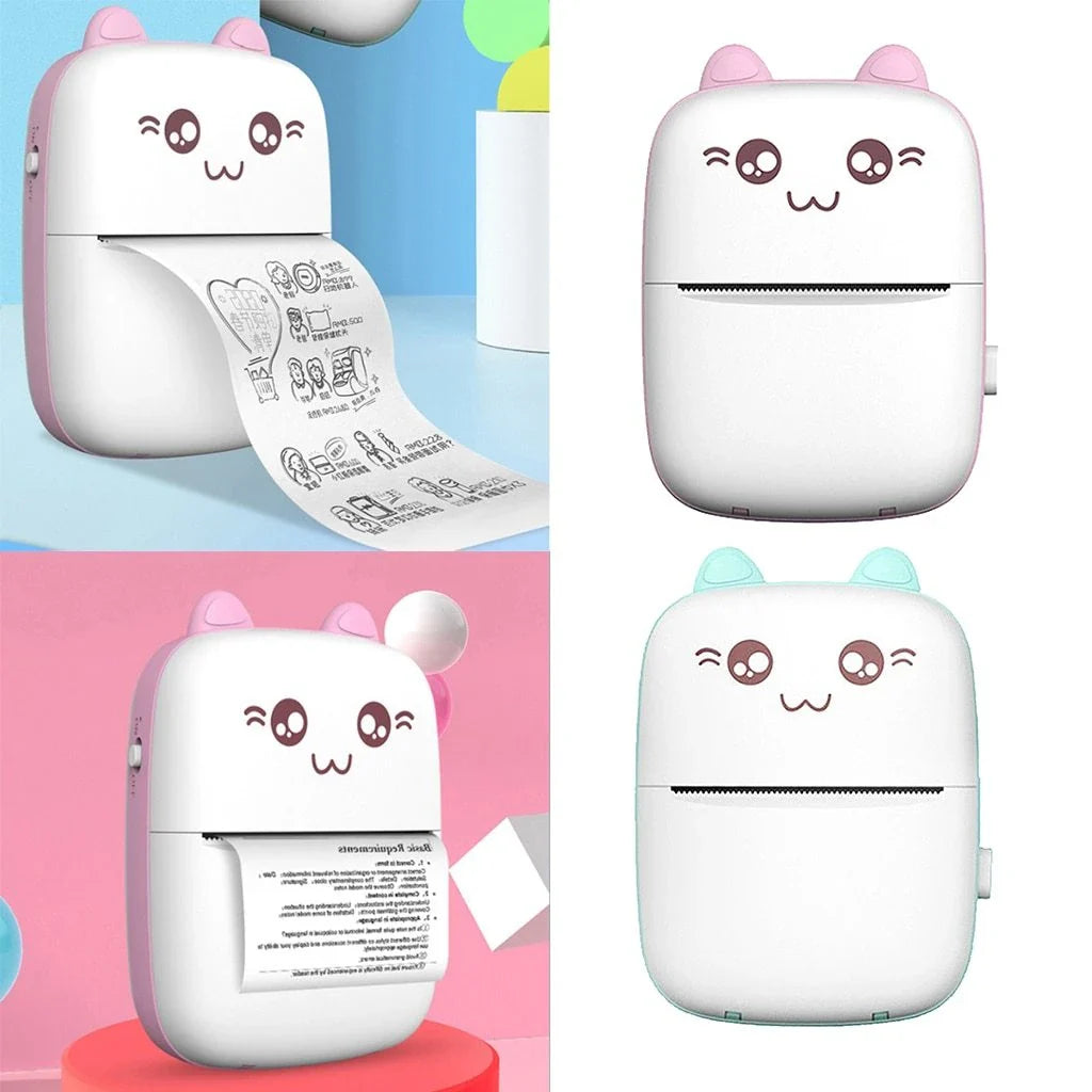 Compact Bluetooth printer for mobile devices, featuring thermal printing technology, Bluetooth connectivity, and rechargeable battery for on-the-go printing convenience