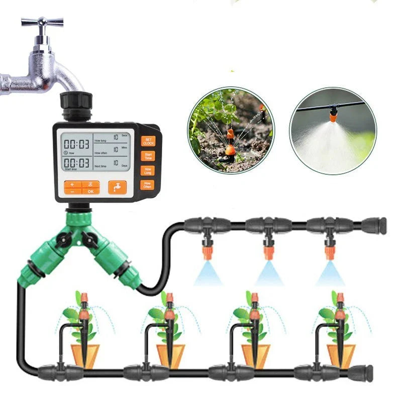 Premium outdoor automatic irrigation timer with 3 customisable watering programs, weatherproof design, and user-friendly controls