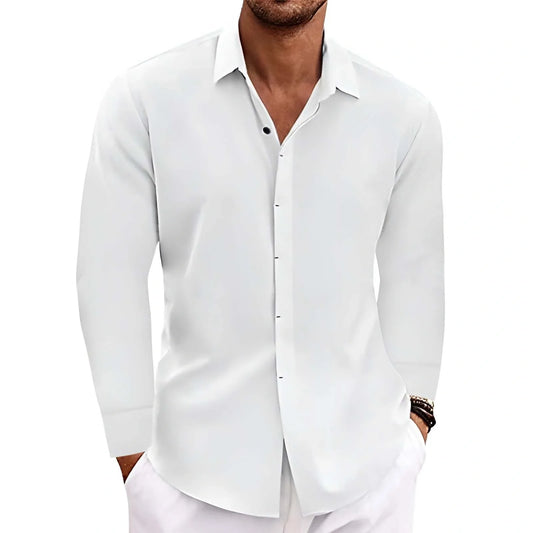 Men's American Retro Long Sleeve T-shirt in various solid colours