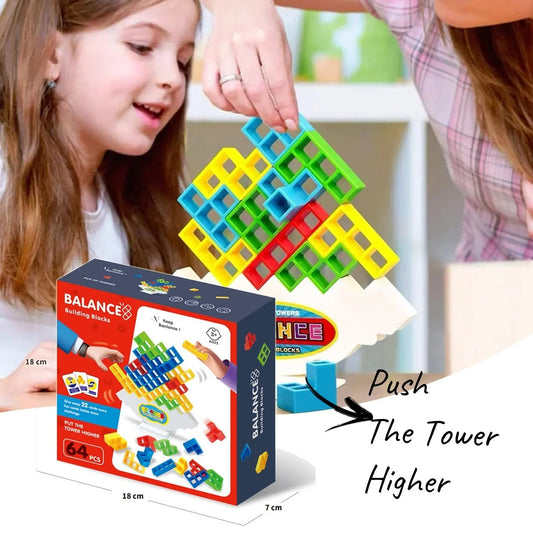 Balance Stacking Board Games for kids and adults, educational toy with plastic blocks