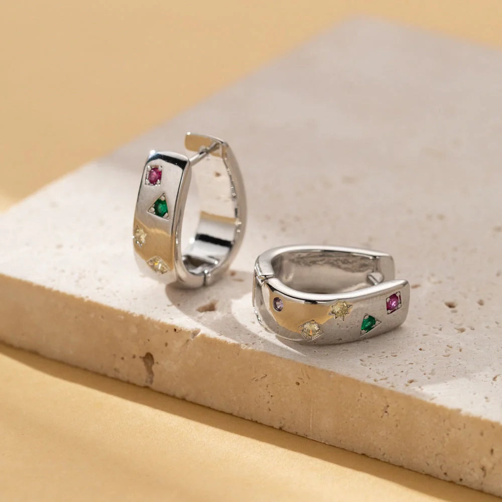 Elegant Multi-Colour Square Zircon Earrings for Women in gold and silver