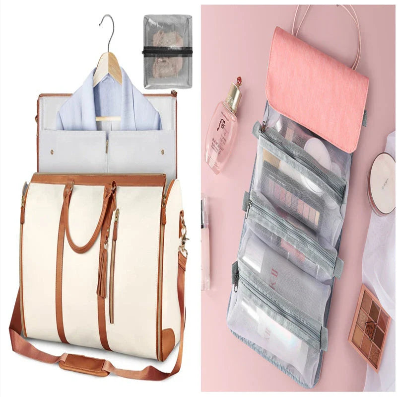 Versatile travel duffel bag for women with waterproof and foldable design, available in various color options