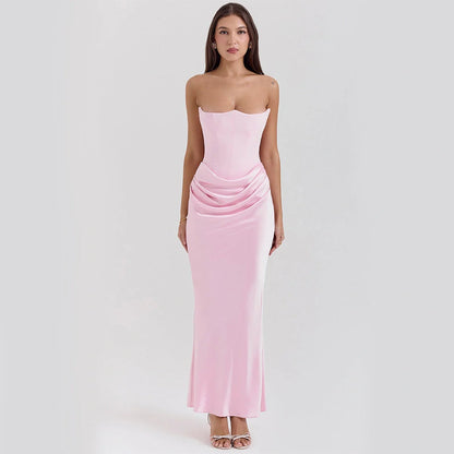 Elegant backless tube top dress in a variety of colours, featuring a sleek and sophisticated design for special occasions