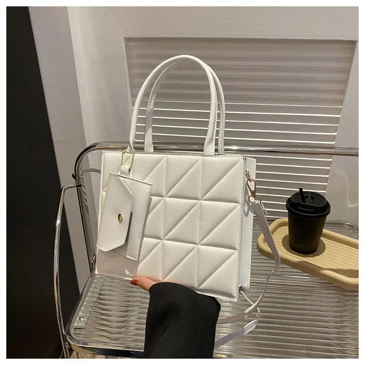 Chic plaid shoulder bag with wallet for women, available in black, white, blue, and green
