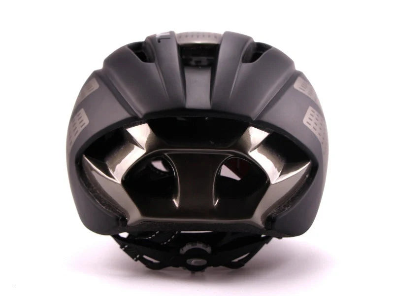 Aero cycling helmet with magnetic lens and adjustable fit for competitive cyclists