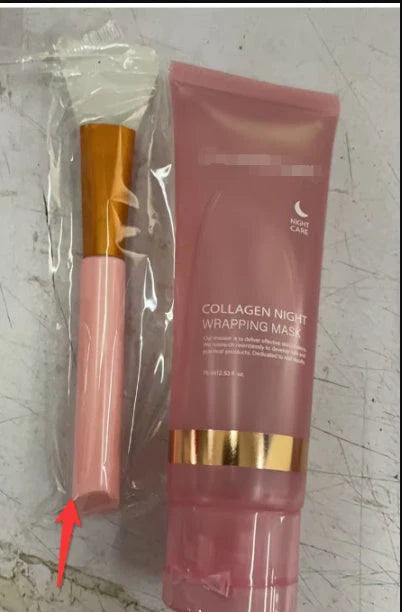 Rejuvenating collagen-infused night mask with innovative tear-off design and specialist application brush for visibly firmer, more hydrated and smoother skin