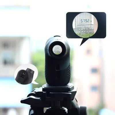 Precision laser rangefinder with 600-meter range and 1mm accuracy for outdoor activities like golfing, hunting, and exploration