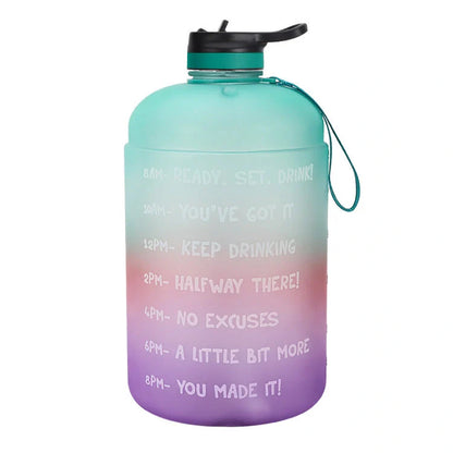 QuiFit Gallon Water Bottle with straw and motivational quote in various colors