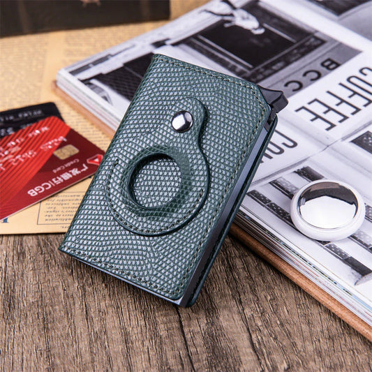 Sleek RFID-blocking wallet made of durable PU leather with multiple interior compartments and an AirTag pocket for secure everyday carry
