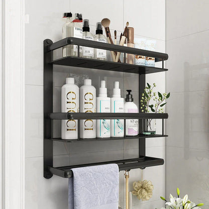 Modern minimalist bathroom vanity with sandblasted aluminium alloy surface, versatile storage options, and sleek, space-saving design