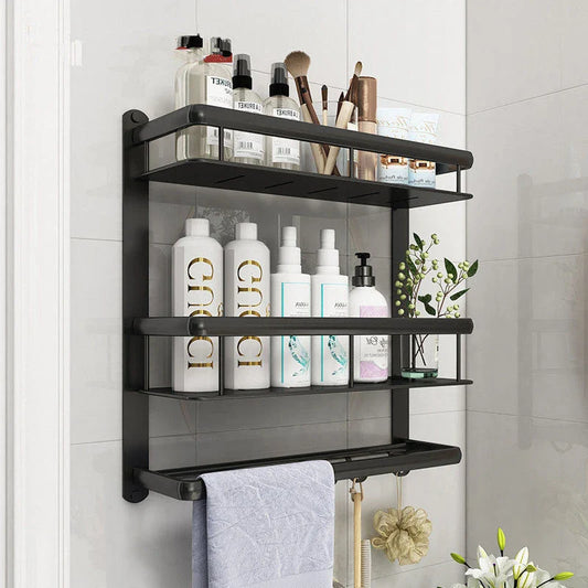Modern minimalist bathroom vanity with sandblasted aluminium alloy surface, versatile storage options, and sleek, space-saving design
