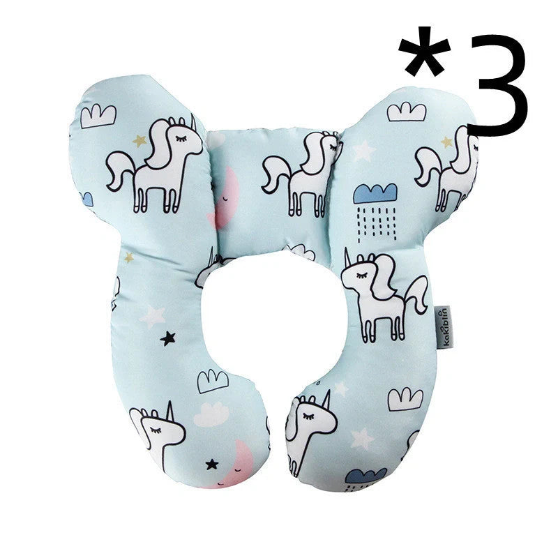 U-shaped baby head support pillow in pure cotton for car safety seats