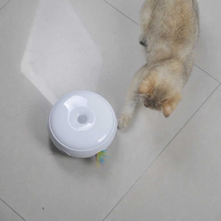 Automatic donut-shaped electric cat toy with feather accessories
