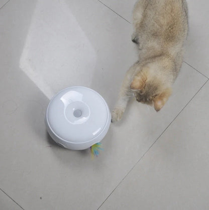 Automatic donut-shaped electric cat toy with feather accessories
