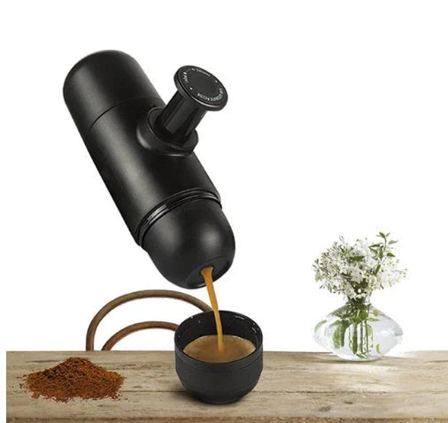 Portable Manual Espresso Coffee Maker with Stainless Steel Body and Silicone Components