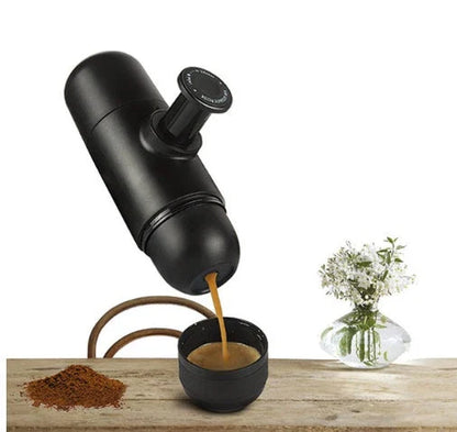 Portable Manual Espresso Coffee Maker with Stainless Steel Body and Silicone Components