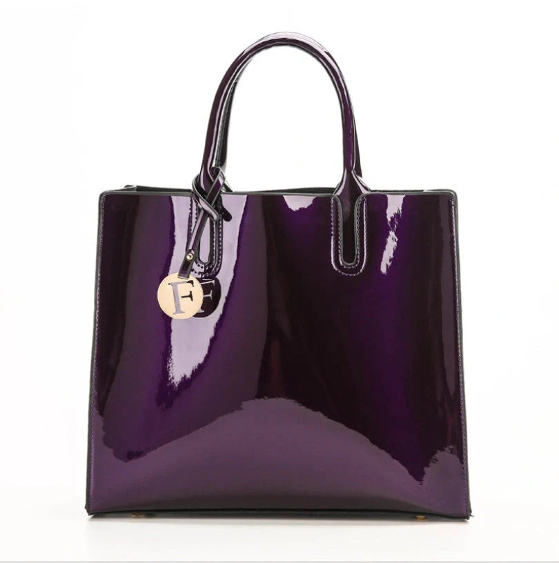 3 sets of leather handbags in various colors with zipper closure and cell phone pocket