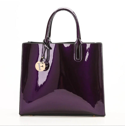 3 sets of leather handbags in various colors with zipper closure and cell phone pocket