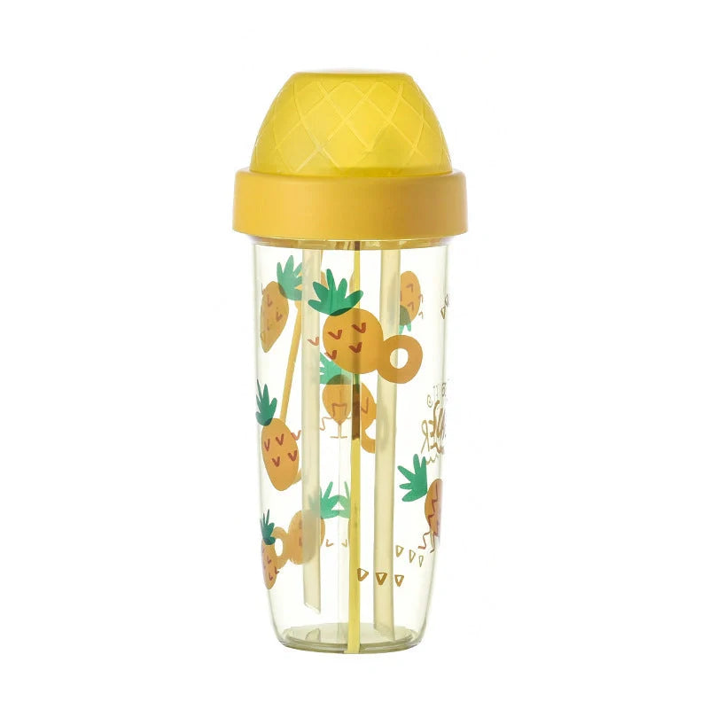 Double straw cup with leak-proof design in vibrant colors
