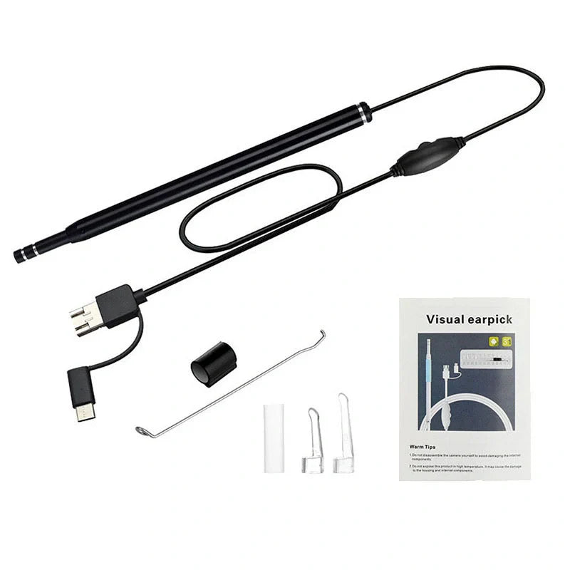 High-definition three-in-one ear spoon endoscope with adjustable LED lights