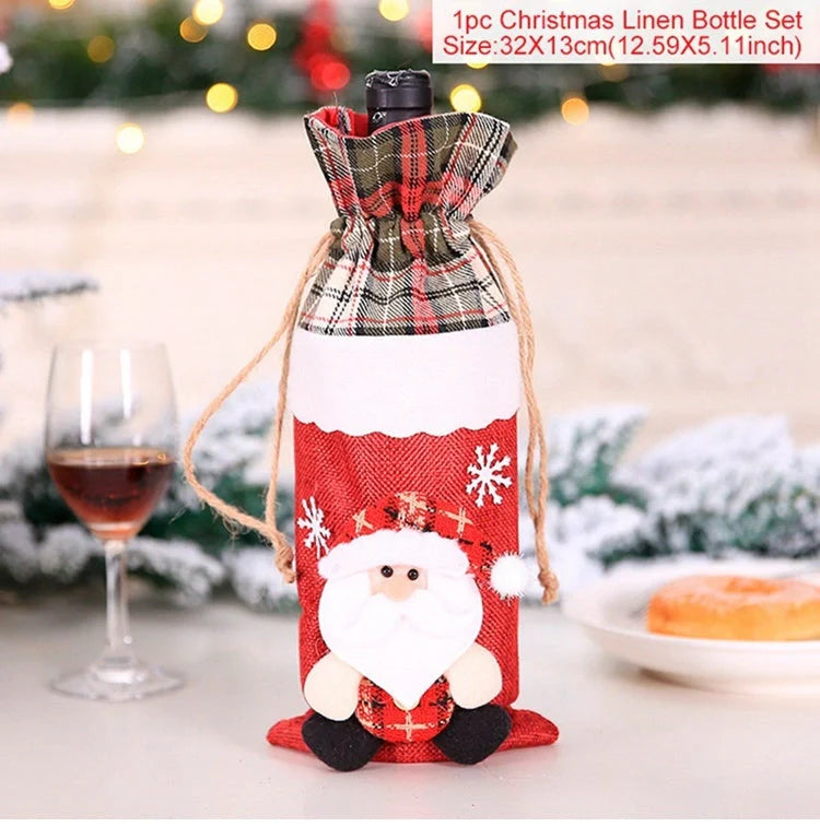 Festive Christmas wine bottle socks in vibrant colours, 14cm x 31cm