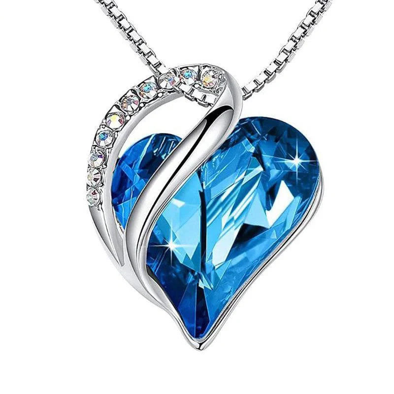 925 silver heart-shaped geometric necklace for women in various colours