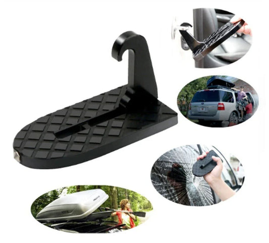 Durable aluminum alloy car assist pedal with versatile design for roof access and door hook assistance