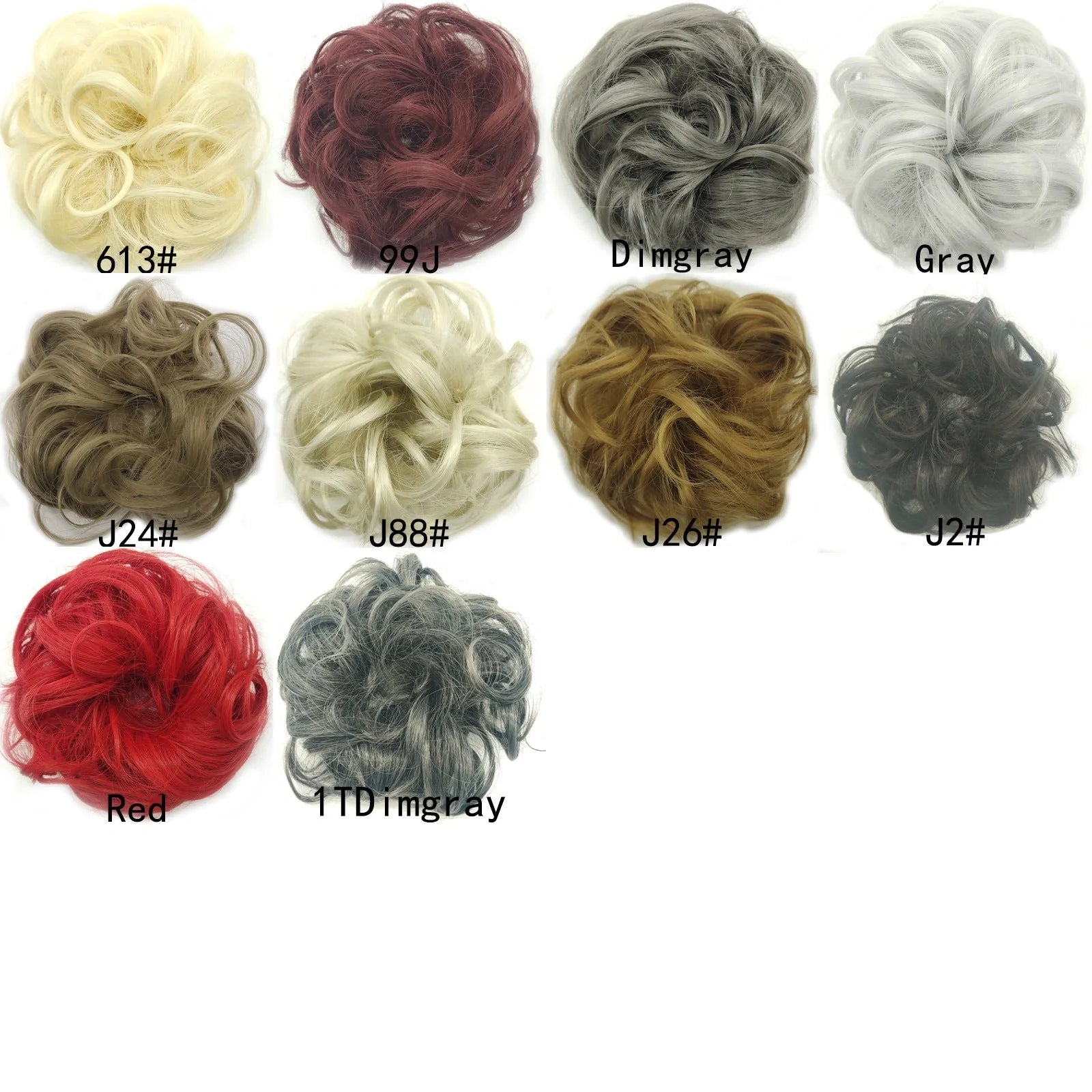 Synthetic wavy curly messy hair bun for women, 12cm diameter, high temperature wire