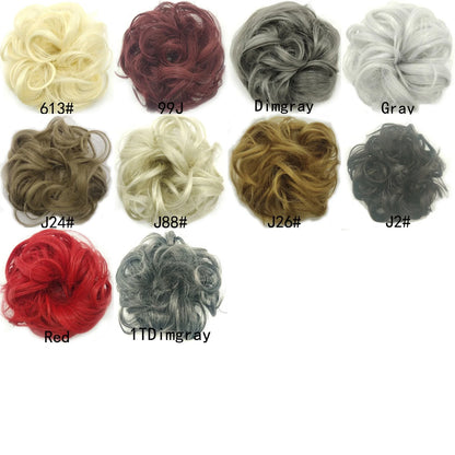 Synthetic wavy curly messy hair bun for women, 12cm diameter, high temperature wire