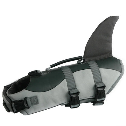 Adjustable mermaid shark design dog life vest for safe swimming, sizes XS to XL