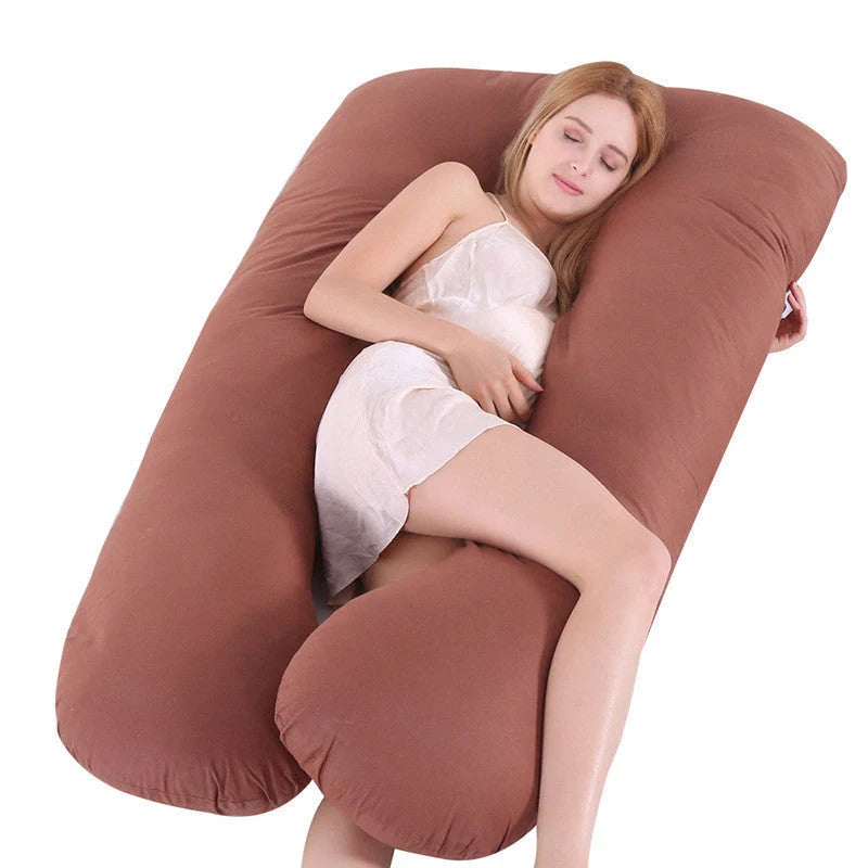 Premium U-shaped pregnancy pillow with soft cotton casing and polyester fiber filling for exceptional comfort and support