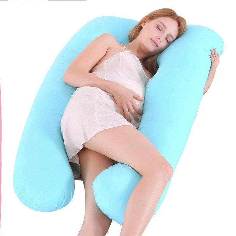 Premium U-shaped pregnancy pillow with soft cotton casing and polyester fiber filling for exceptional comfort and support