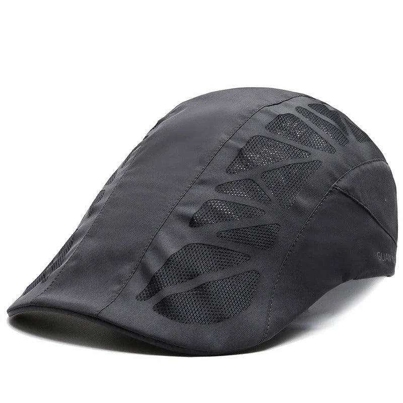 Breathable mesh beret hat in black, grey, dark grey, and navy blue for summer wear