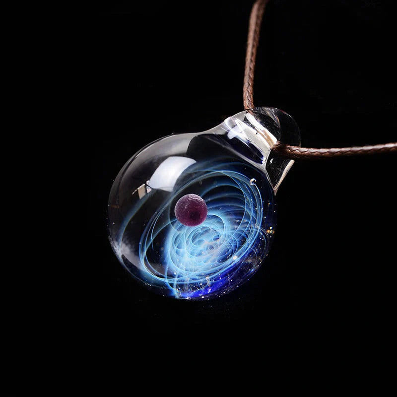 Cosmic Nebula Pendant Necklace with celestial glass ball design