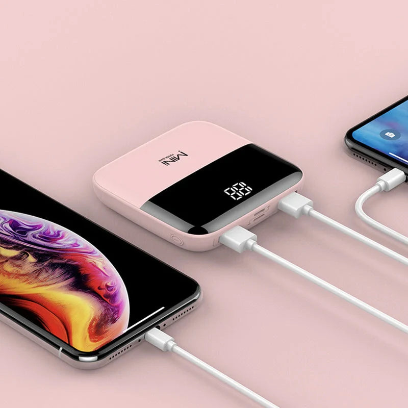 10000mAh Mini Power Bank in various colours with USB Type-C and Micro USB inputs