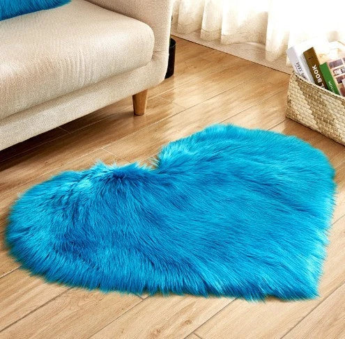 Luxury heart-shaped plush carpet in various colours and sizes, featuring a soft, non-slip design for comfortable home decor