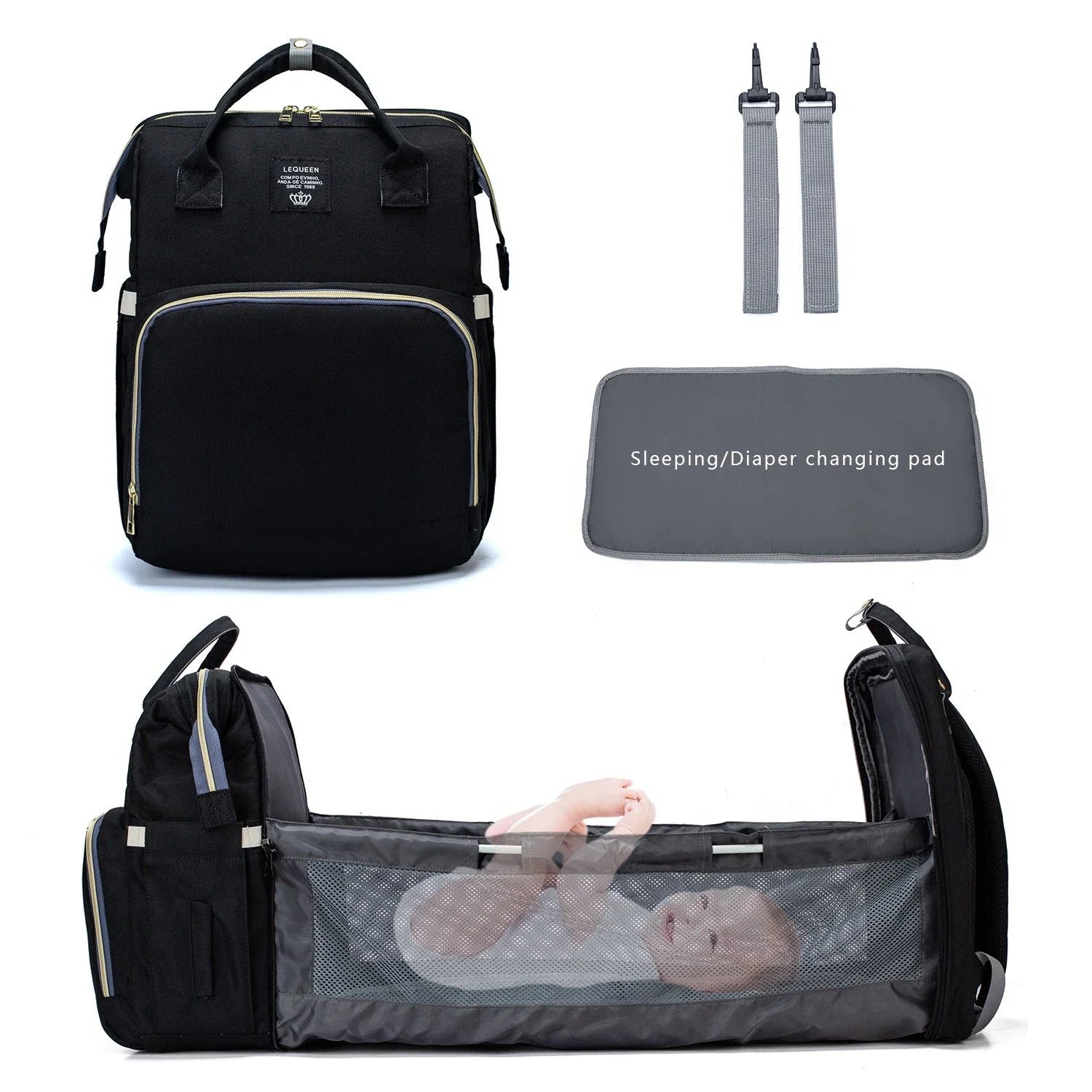Premium mummy backpack in a range of stylish colours, featuring dedicated compartments for bottles, nappies and personal items.