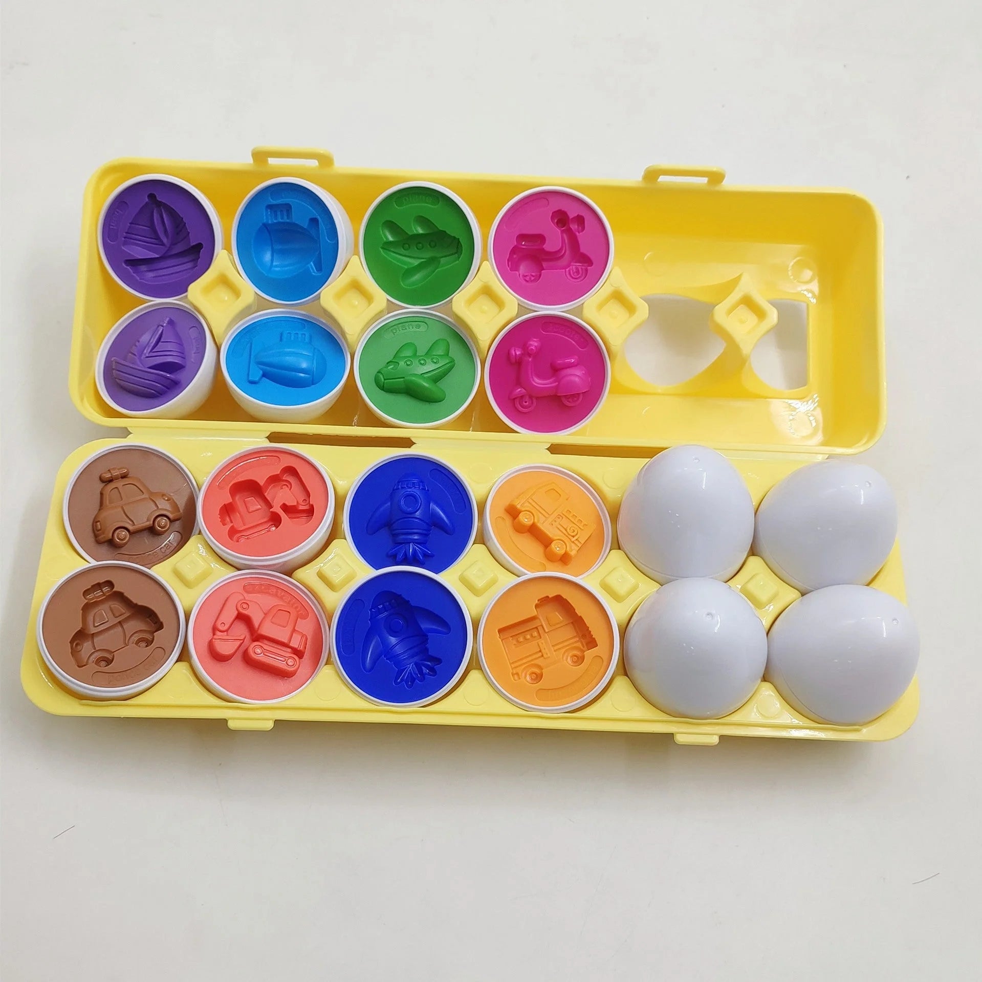 Educational smart egg toy for children, featuring 12 colourful eggs for shape and colour matching