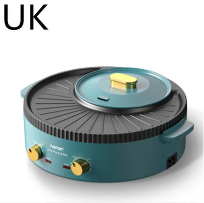 Green multifunctional roasting-shabu one-piece pot with 1400W power
