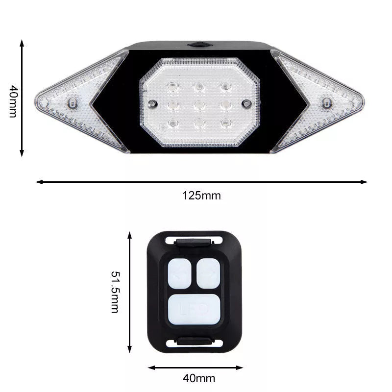USB rechargeable bicycle turn signal with remote control LED lights for night-time safety