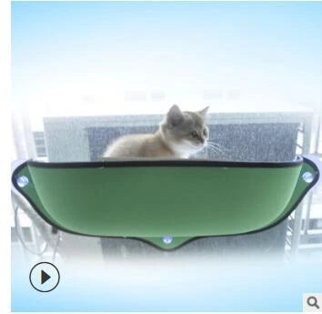 Cozy window-mounted cat hammock with soft, breathable felt cloth and powerful suction cups for easy installation on any flat surface