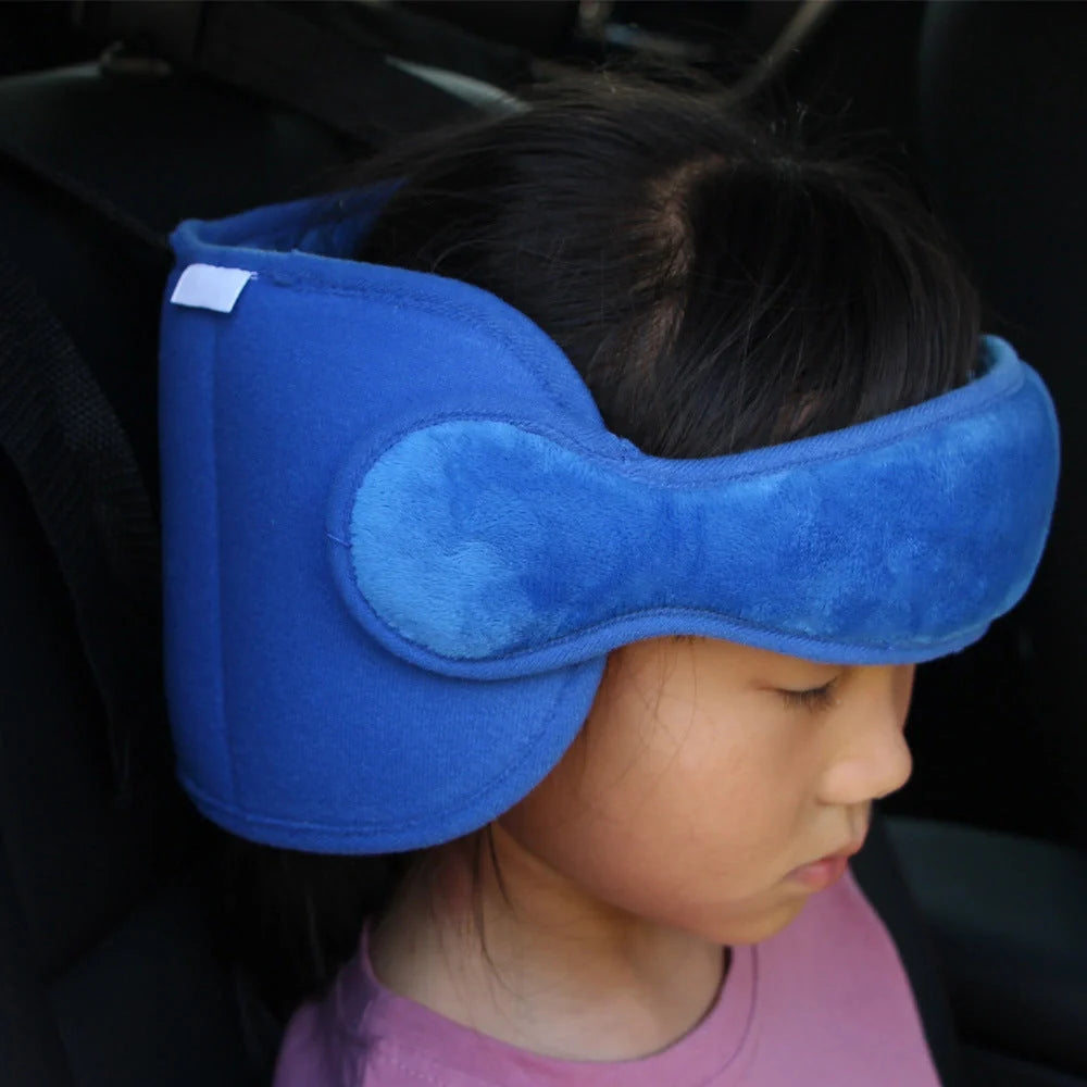 Adjustable car seat head support for babies and kids with fixed sleeping pillow