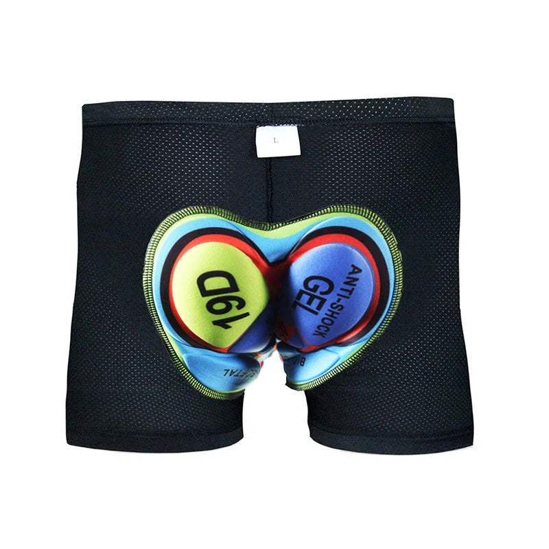 Cycling shorts with 3D gel padding in green, sizes S to XXXL