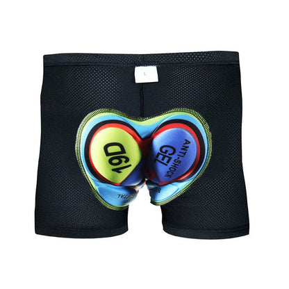 Cycling shorts with 3D gel padding in green, sizes S to XXXL