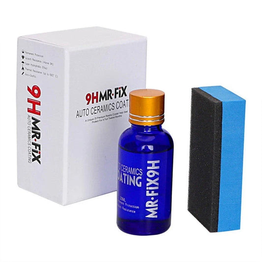 A bottle of high-performance ceramic car coating that protects against scratches, fading and environmental damage for a long-lasting, mirror-like shine.
