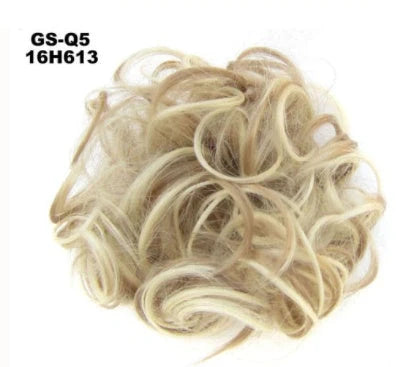 Synthetic wavy curly messy hair bun for women, 12cm diameter, high temperature wire