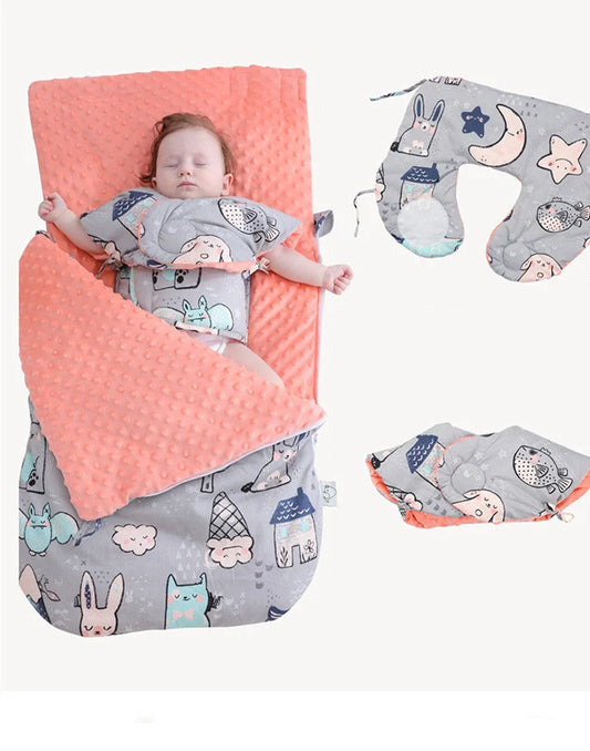 Newborn baby blanket with warm fleece and stroller cover, 80x46cm
