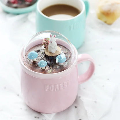 Micro Landscape Milk Cup with embossed letters and colourful glaze in fox, rabbit, squirrel, and fawn designs